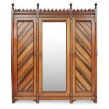 Y PRATT & PRINCE, BRADFORD GOTHIC REVIVAL INLAID WALNUT AND COROMANDEL WARDROBE, CIRCA 1880