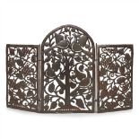 ENGLISH SCHOOL ARTS & CRAFTS STEEL FIRESCREEN, EARLY 20TH CENTURY the three-fold screen with