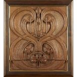 GLASGOW SCHOOL ART NOUVEAU CARVED OAK PANEL, CIRCA 1900 carved in relief with stylised foliate