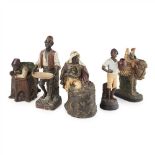 JOHANN MARESCH, BERNHARD BLOCH AND OTHERS FIVE AUSTRIAN POLYCHROME DECORATED FIGURES AND TOBACCO all