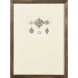 SIR ALFRED GILBERT (1854-1934) DESIGNS FOR JEWELLERY charcoal, framed (Dimensions: 10.5cm x 13.