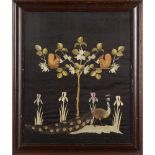ENGLISH SCHOOL ARTS & CRAFTS FRAMED SILKWORK EMBROIDERED PANEL, CIRCA 1900 worked in coloured