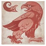 WILLIAM DE MORGAN (1839-1917) 'EAGLE & SNAKE' RUBY LUSTRE TILE, CIRCA 1890 stamped marks for Sand'