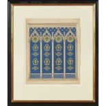 MANNER OF EUGÈNE VIOLLET-LE-DUC GOTHIC REVIVAL DESIGN FOR A SCREEN pen, ink, watercolour and