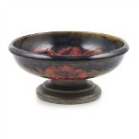 WILLIAM MOORCROFT (1872-1945) FOR LIBERTY & CO., LONDON ‘BIG POPPIES’ PEWTER MOUNTED TAZZA, CIRCA