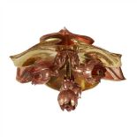 MANNER OF WILLIAM ARTHUR SMITH BENSON ARTS & CRAFTS BRASS AND COPPER CEILING LIGHT, CIRCA 1900 the