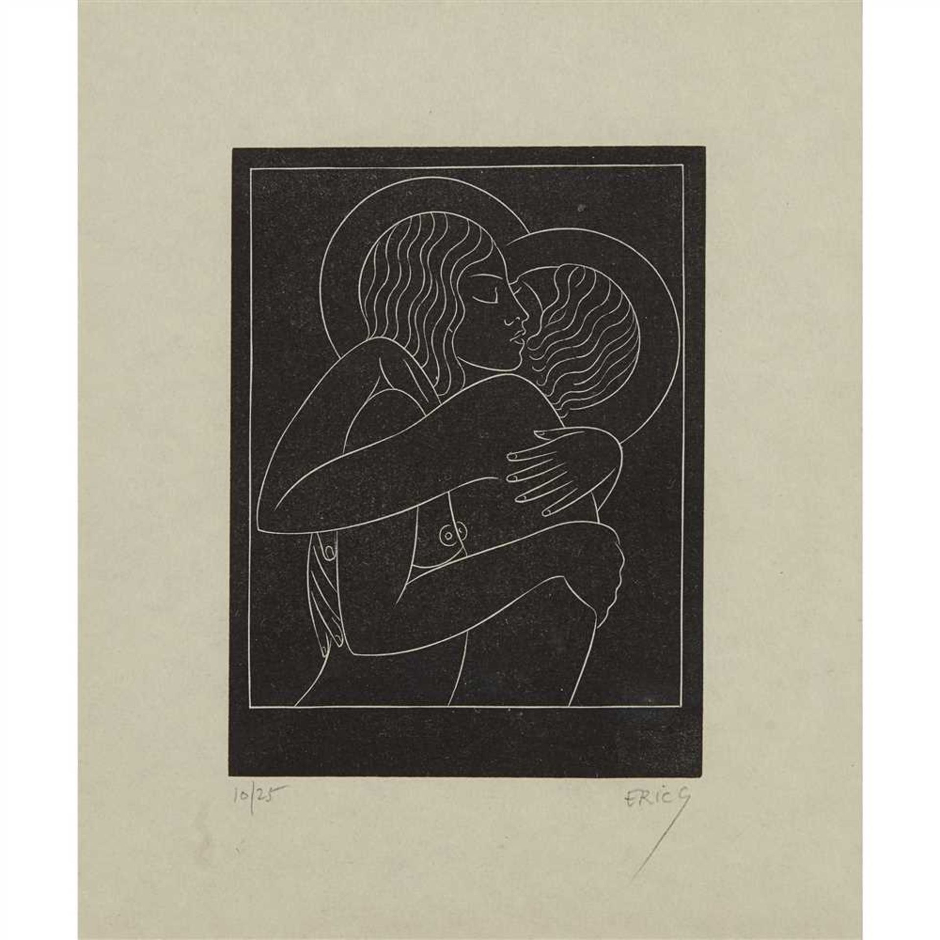 ERIC GILL (1882-1940) 'BELLE SAUVAGE', CIRCA 1925 unframed woodcut, signed lower right in pencil, - Image 2 of 4
