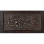 RANDOLPH CALDECOTT (1846-1886) 'A HORSE FAIR IN BRITTANY', CIRCA 1876 bronze plaque, signed upper