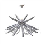 FRENCH SCHOOL CHROMIUM PLATED CHANDELIER, CIRCA 1970