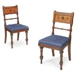 ATTRIBUTED TO CHARLES BEVAN PAIR OF GOTHIC REVIVAL INLAID OAK CHAIRS, CIRCA 1870 each with dentil