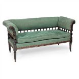 MANNER OF BRUCE J. TALBERT GOTHIC REVIVAL EBONISED AND GILT EMBELLISHED SETTEE, CIRCA 1870 the