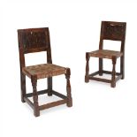 ROBERT 'MOUSEMAN' THOMPSON (1876-1955) PAIR OF EARLY OAK AND BURR OAK SIDE CHAIRS, 1930S each with