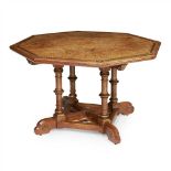MANNER OF CHARLES BEVAN FINE WALNUT AND BURR WALNUT INLAID CENTRE TABLE, CIRCA 1870 the octagonal