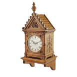 J. W. BENSON, LUDGATE HILL ENGLISH GOTHIC REVIVAL OAK BRACKET CLOCK, CIRCA 1880 with circular