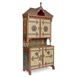 WILLIAM BURGES INTEREST VICTORIAN GOTHIC REVIVAL SIDE CABINET, CIRCA 1880, WITH LATER DECORATION the