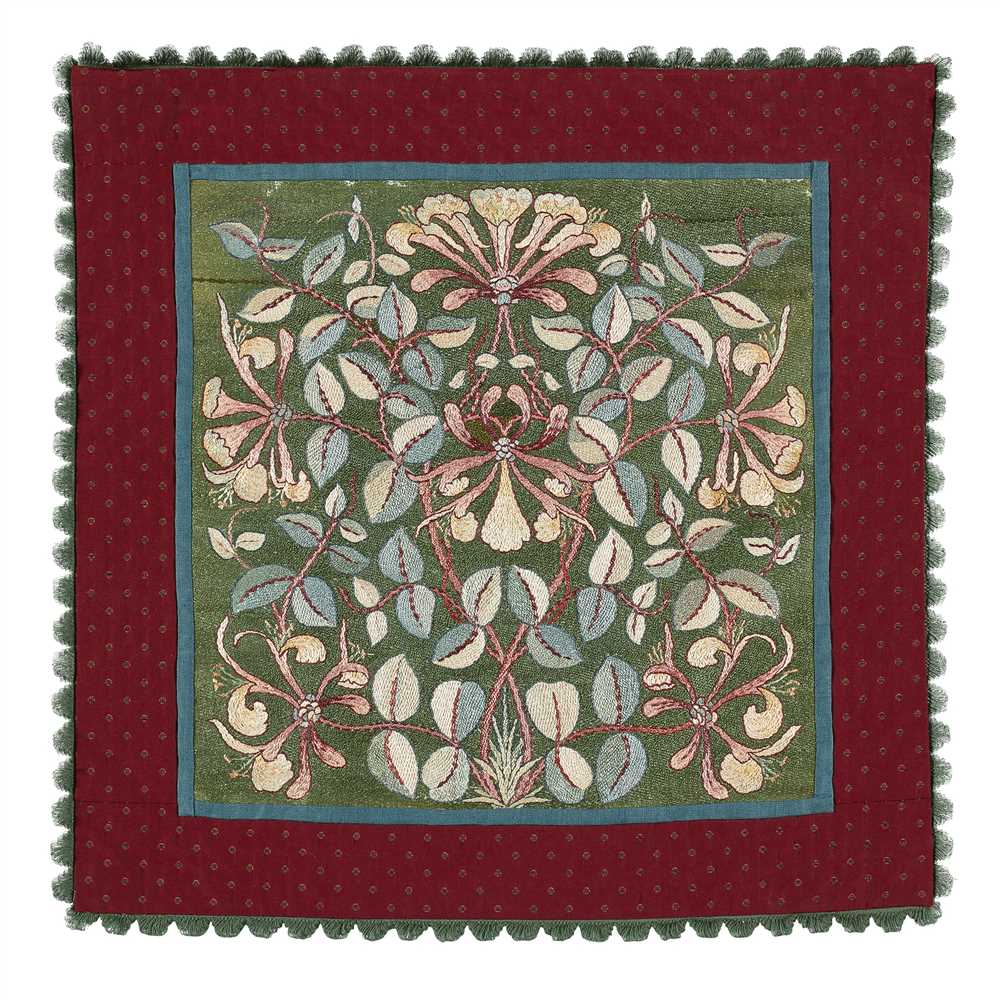 WILLIAM MORRIS (1834-1896) FOR MORRIS & COMPANY 'HONEYSUCKLE' SILKWORK EMBROIDERED PANEL, CIRCA with