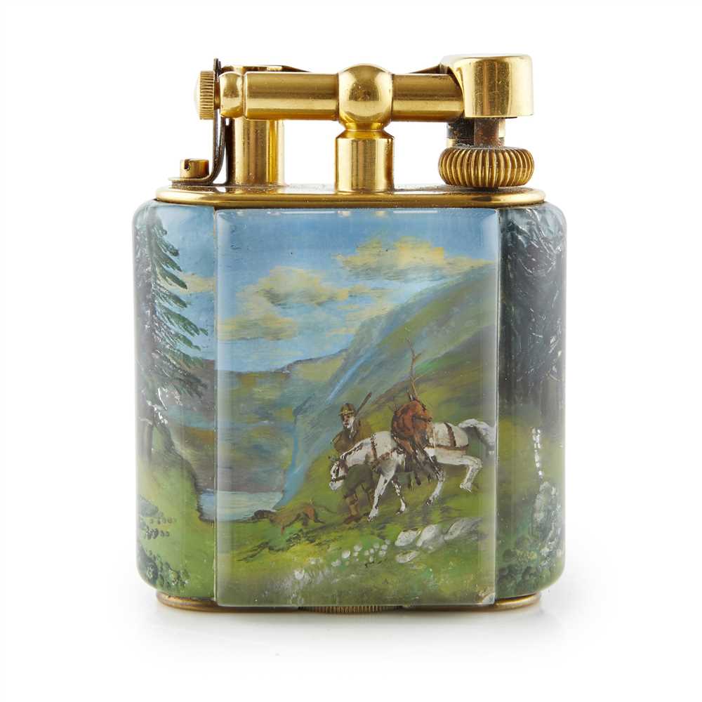 ALFRED DUNHILL, LONDON BRASS MOUNTED 'AQUARIUM' CIGARETTE LIGHTER, MID-20TH CENTURY the lucite - Image 2 of 2