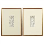 ALPHONSE MUCHA (1860-1939) PAIR OF HAND-COLOURED LITHOGRAPH PRINTS, CIRCA 1900 comprising 'Rose' and