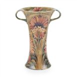 WILLIAM MOORCROFT (1872-1945) FOR JAMES MACINTYRE & CO. ‘REVIVED CORNFLOWER’ TWIN-HANDLED FLARING