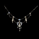 JAMES CROMAR WATT (1862-1940) ARTS & CRAFTS ENAMEL, PEARL AND SAPPHIRE-SET NECKLACE, CIRCA 1905