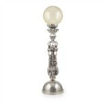 CONTINENTAL SCHOOL 'ST. GEORGE', ARTS & CRAFTS SILVERED TABLE LAMP, CIRCA 1920 with planished