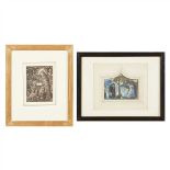 ALFRED HASSAM (1842-1869) THE HOLY FAMILY pen and ink, 13.2cm x 9.8cm ; and REGINALD HALLWARD (