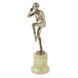 JOSEF LORENZL (1892-1950) ART DECO SILVERED BRONZE FIGURE, CIRCA 1925 depicting a naked female