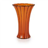 MICHAEL POWOLNY (1871-1954) FOR LOETZ ORANGE CASED GLASS VASE, CIRCA 1920 with trailed black striped