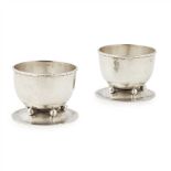 CHARLES ROBERT ASHBEE (1863-1942) PAIR OF ARTS & CRAFTS SILVER SALTS, LONDON 1904 each with