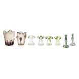 CONTINENTAL SCHOOL GROUP OF ART NOUVEAU GLASS VESSELS, EARLY 20TH CENTURY to include THREE VASES,