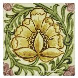 WILLIAM DE MORGAN (1839-1917) PERSIAN TILE, 1872-1881 decorated in yellow and green, with stamped