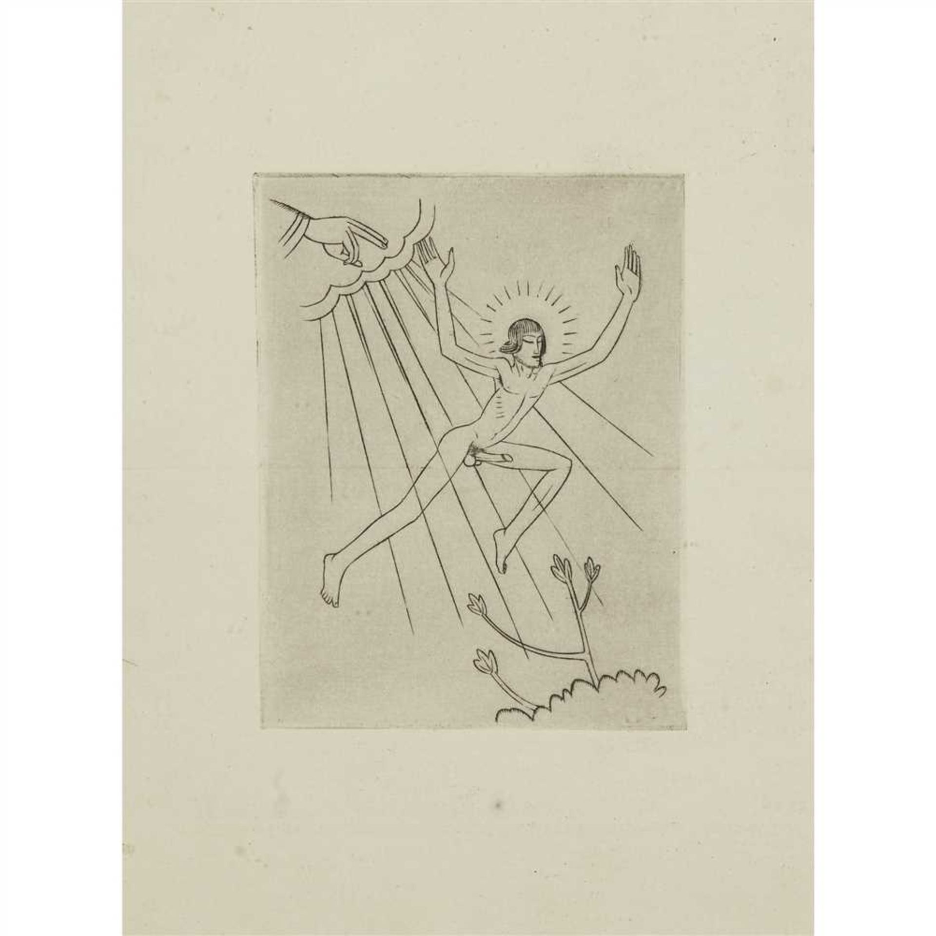 ERIC GILL (1882-1940) 'BELLE SAUVAGE', CIRCA 1925 unframed woodcut, signed lower right in pencil,