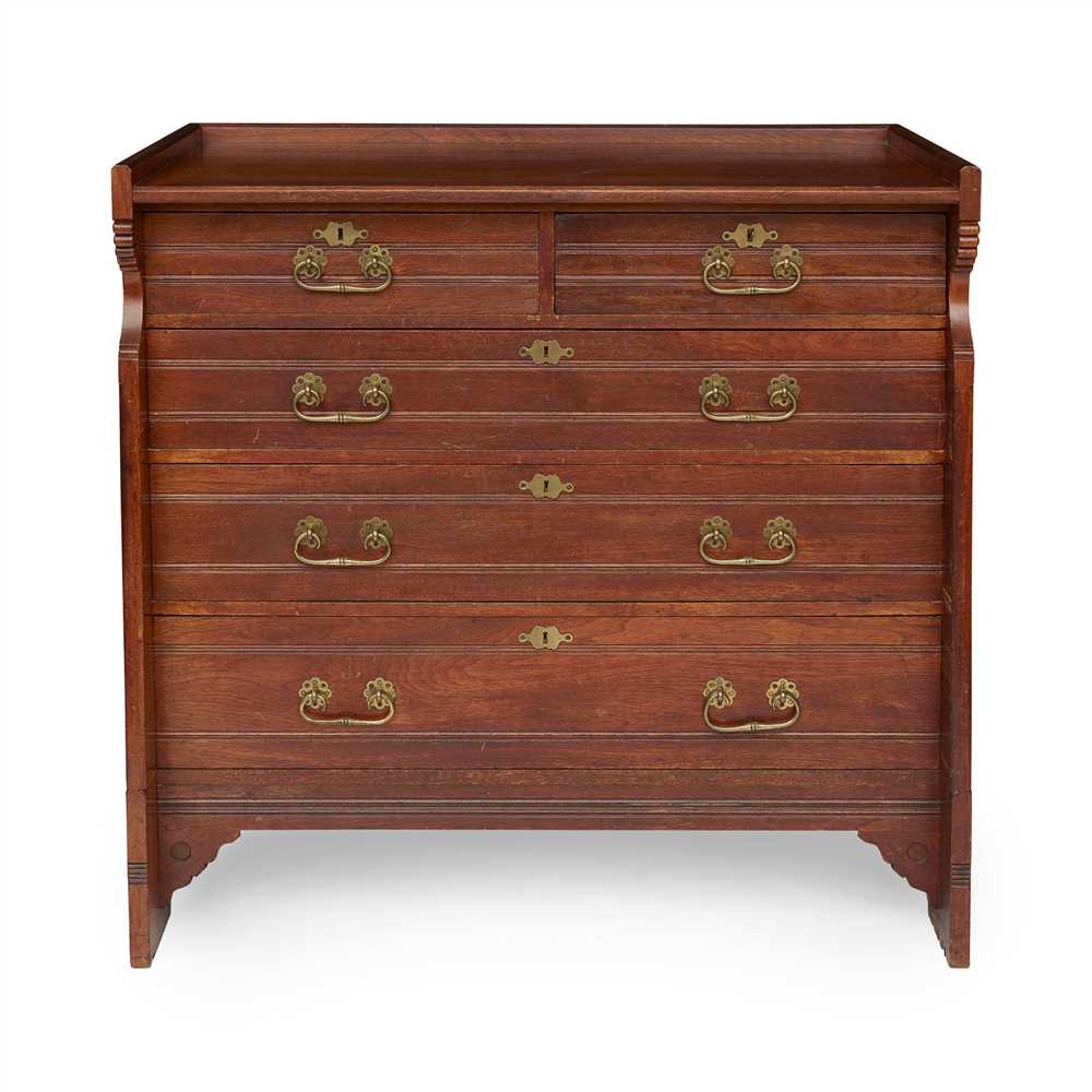 CHARLES EASTLAKE (1793-1865) GOTHIC REVIVAL MAHOGANY CHEST OF DRAWERS, CIRCA 1870 the rectangular - Image 2 of 2