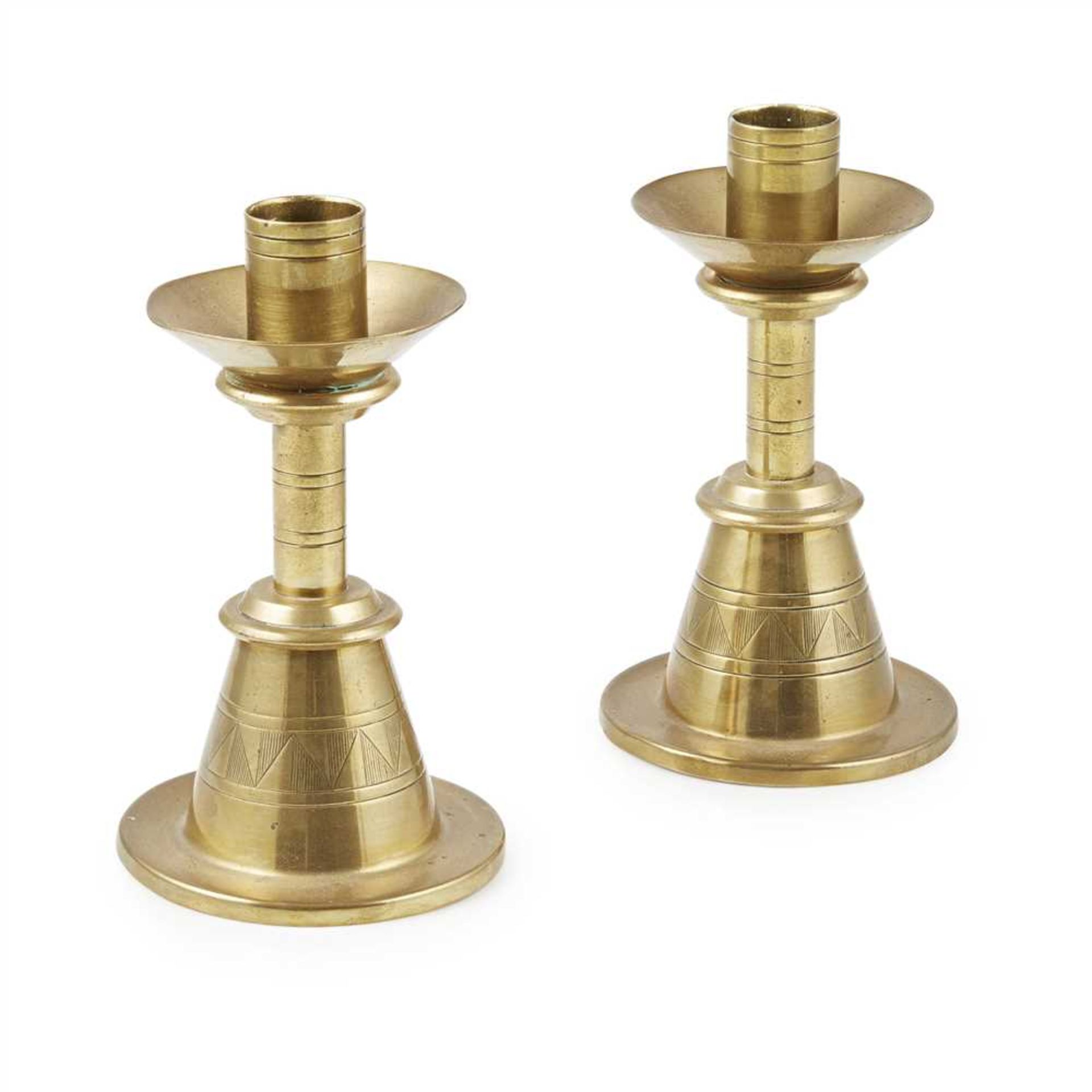 ATTRIBUTED TO HART SON & PEARD PAIR OF GOTHIC REVIVAL BRASS CANDELABRA, CIRCA 1870 each with a - Image 2 of 3