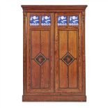 ENGLISH SCHOOL, STYLE OF CHRISTOPHER DRESSER AESTHETIC MOVEMENT PAINTED PITCH PINE WARDROBE, CIRCA