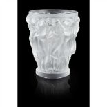 LALIQUE 'BACCHANTES' CLEAR AND FROSTED GLASS VASE, POST 1945 first introduced 1927, moulded with