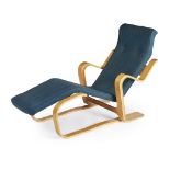 AFTER MARCEL BREUER BIRCH CHAISE LONGUE, CIRCA 1970 with woollen upholstered seat with open arms