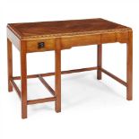 MANNER OF FRANK BRANGWYN ARTS & CRAFTS WALNUT DESK, CIRCA 1920 the quarter-veneered top with ebony