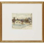 § JESSIE MARION KING (1875-1949) 'THE PONT DES ARTS', CIRCA 1910-1911 watercolour and pencil, framed