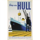 HARRY HUDSON RODMELL (1896-1984) SHIP VIA HULL lithograph, condition B+; not backed (Dimensions: