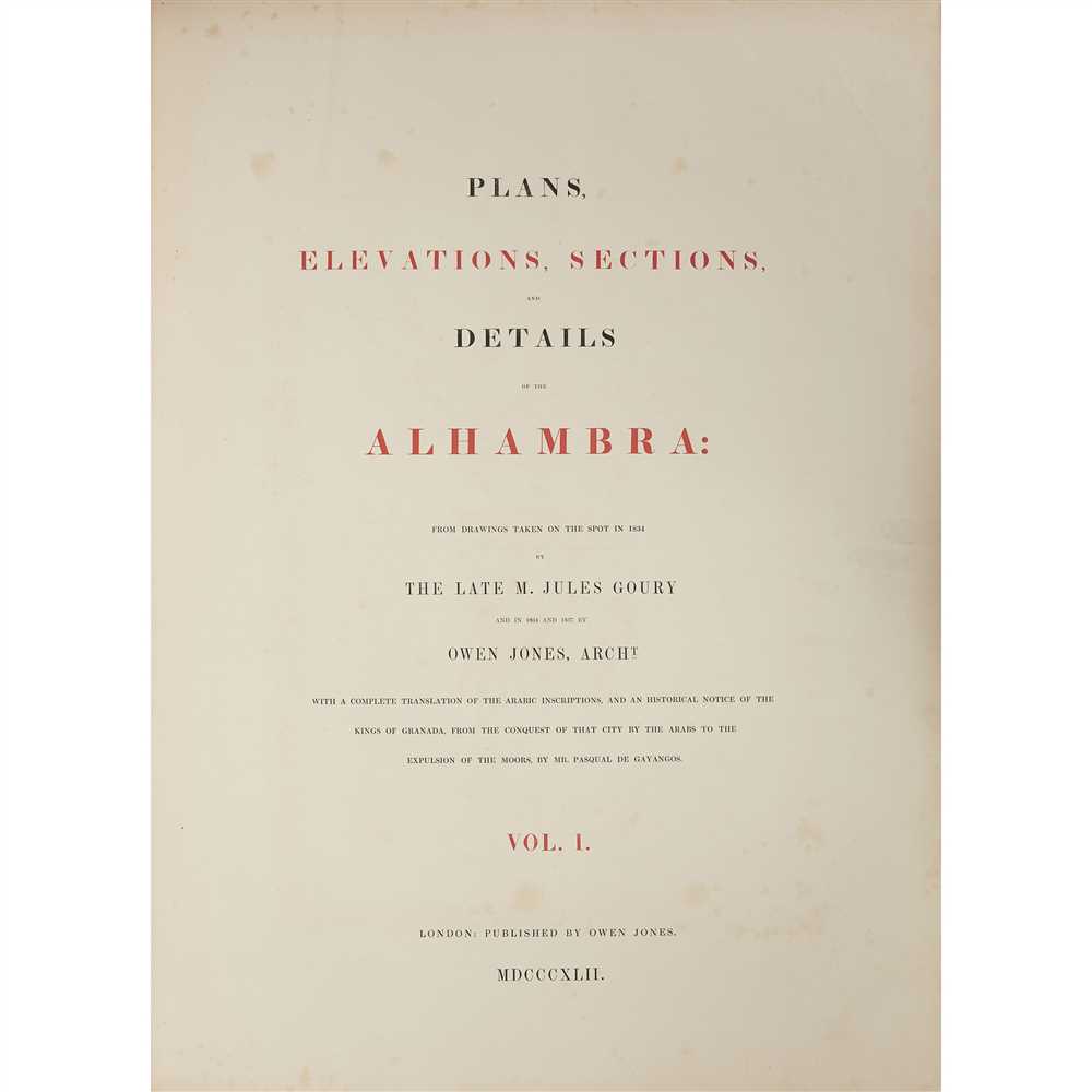 GOURY, M. JULES & OWEN JONES LA ALHAMBRA PALAIS. PLANS, ELEVATIONS, SECTIONS AND DETAILS OF THE - Image 2 of 5