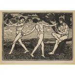 § GWEN RAVERAT (1885-1957) GROUP OF WOODBLOCK ETCHINGS to include DANCING BOYS, signed and inscribed