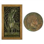 § CHARLES E. THOMAS (1883-1981) 'SPRING' patinated plaster plaque, depicting a female figure in