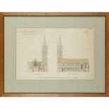 WILLIAM BUTTERFIELD (1814-1900) PROPOSED NEW CHURCH: UPPER EDMONTON, FOUR GOTHIC REVIVAL DRAWINGS,