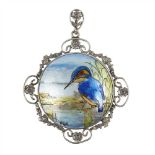 H. W. DE KONINGH ARTS & CRAFTS STERLING SILVER AND ENAMEL-SET BROOCH, CIRCA 1910 the circular