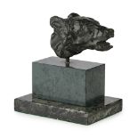 JOHN MACALLAN SWAN (1847-1910) HEAD OF A BEAR bronze, dark brown patina, raised on a graduated green