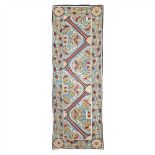 ENGLISH SCHOOL GOTHIC REVIVAL NEEDLEWORK CARPET RUNNER, CIRCA 1880 with repeat pattern of