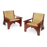 AFTER CHARLES RENNIE MACKINTOSH NEAR PAIR OF ASH EASY CHAIRS, CONTEMPORARY manufactured by Bruce