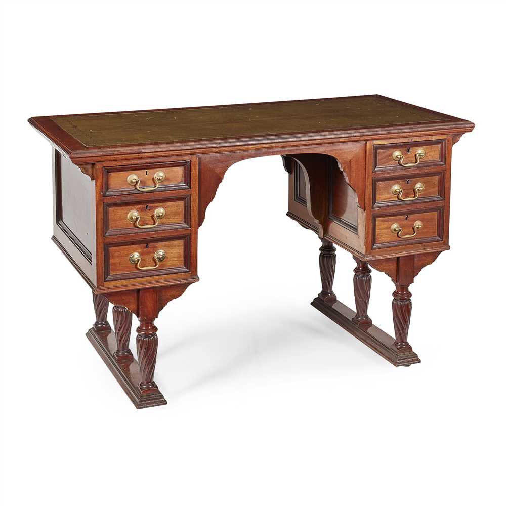 ATTRIBUTED TO GEORGE WASHINGTON JACK FOR MORRIS & COMPANY ARTS & CRAFTS MAHOGANY WRITING DESK, the
