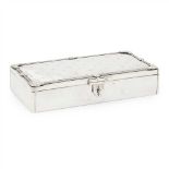 MARY HOWARTH ROWLINSON ARTS & CRAFTS SOLID SILVER CASKET, CHESTER, 1928-9 the hinged cover with